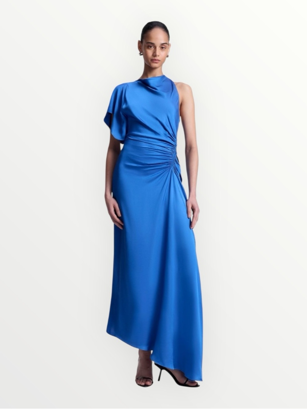 NWT A.L.C Pia Blue One-Shoulder Ruched Dress Size 0